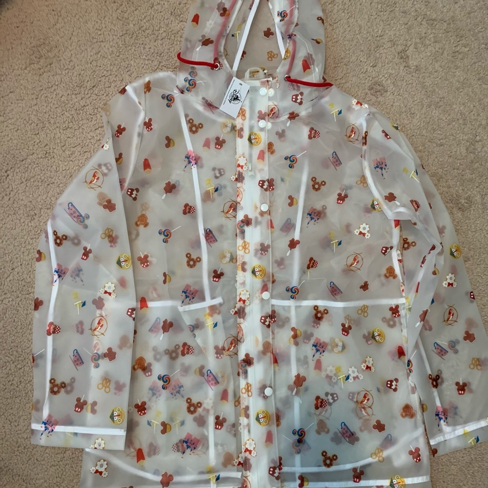 NWT Disney Parks Snacks Clear Raincoat Jacket